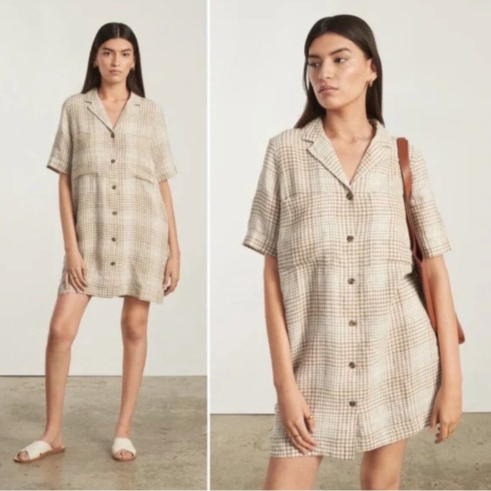 Everlane Plaid linen Mini Dress M